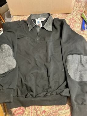 TACT Squad Black Collared Patch Elbows 1/4 Zip Pullover Job Shirt, Size XXXL